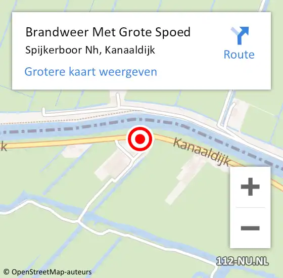 Locatie op kaart van de 112 melding: Brandweer Met Grote Spoed Naar Spijkerboor Nh, Kanaaldijk op 21 april 2019 21:56