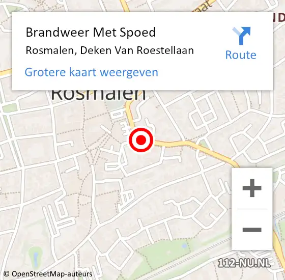 Locatie op kaart van de 112 melding: Brandweer Met Spoed Naar Rosmalen, Deken Van Roestellaan op 21 april 2019 22:00