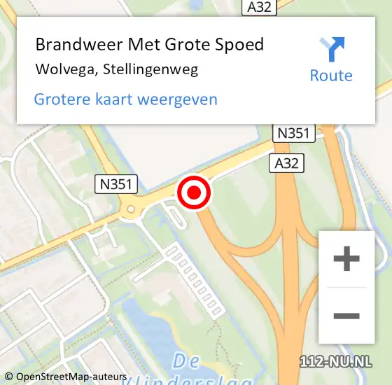 Locatie op kaart van de 112 melding: Brandweer Met Grote Spoed Naar Wolvega, Stellingenweg op 21 april 2019 22:03