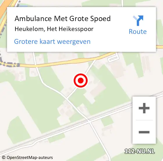 Locatie op kaart van de 112 melding: Ambulance Met Grote Spoed Naar Heukelom, Het Heikesspoor op 21 april 2019 22:43