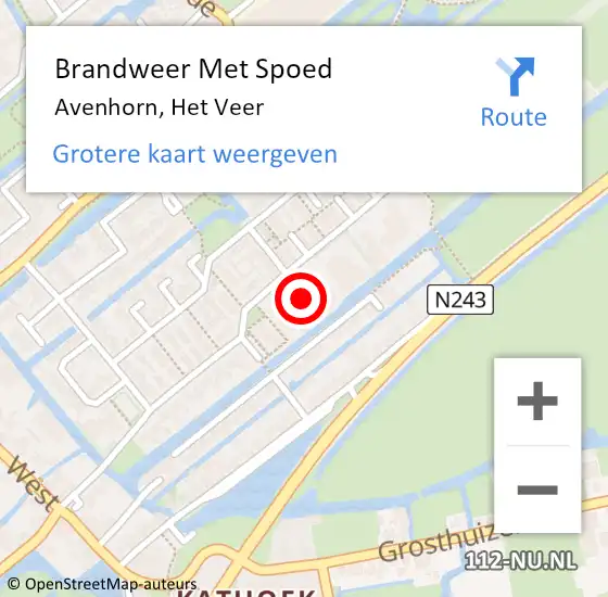 Locatie op kaart van de 112 melding: Brandweer Met Spoed Naar Avenhorn, Het Veer op 21 april 2019 23:12