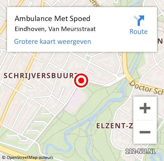 Locatie op kaart van de 112 melding: Ambulance Met Spoed Naar Eindhoven, Van Meursstraat op 21 april 2019 23:14