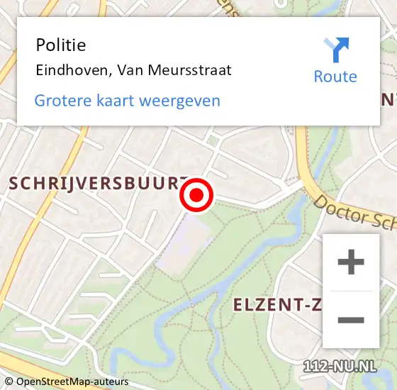 Locatie op kaart van de 112 melding: Politie Eindhoven, Van Meursstraat op 21 april 2019 23:15