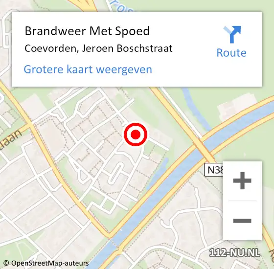Locatie op kaart van de 112 melding: Brandweer Met Spoed Naar Coevorden, Jeroen Boschstraat op 21 april 2019 23:40
