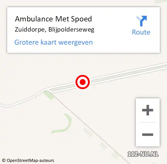 Locatie op kaart van de 112 melding: Ambulance Met Spoed Naar Zuiddorpe, Blijpolderseweg op 30 maart 2014 05:11