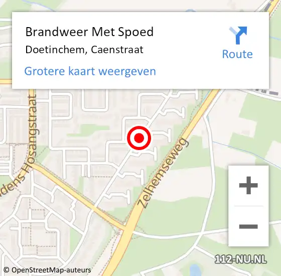 Locatie op kaart van de 112 melding: Brandweer Met Spoed Naar Doetinchem, Caenstraat op 22 april 2019 01:08