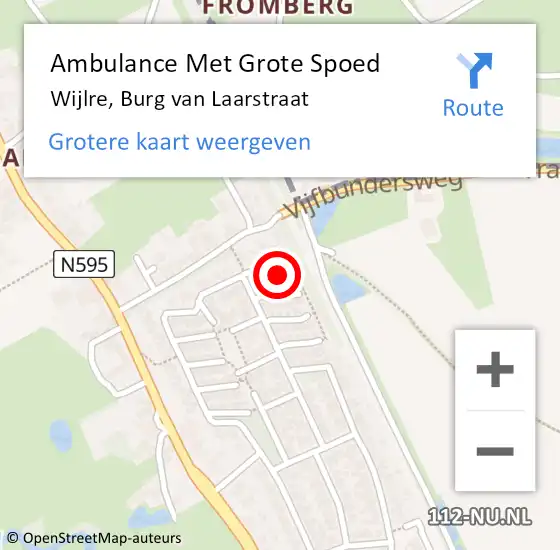 Locatie op kaart van de 112 melding: Ambulance Met Grote Spoed Naar Wijlre, Burg van Laarstraat op 30 maart 2014 05:37