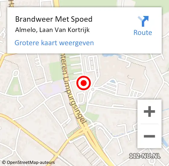 Locatie op kaart van de 112 melding: Brandweer Met Spoed Naar Almelo, Laan van Kortrijk op 22 april 2019 05:30