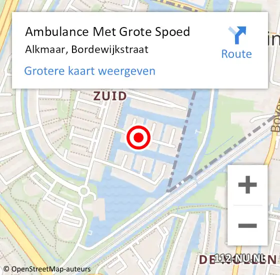 Locatie op kaart van de 112 melding: Ambulance Met Grote Spoed Naar Alkmaar, Bordewijkstraat op 22 april 2019 06:21