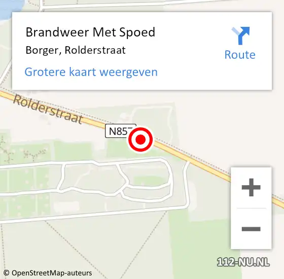 Locatie op kaart van de 112 melding: Brandweer Met Spoed Naar Borger, Rolderstraat op 22 april 2019 07:15
