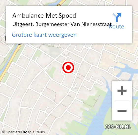 Locatie op kaart van de 112 melding: Ambulance Met Spoed Naar Uitgeest, Burgemeester Van Nienesstraat op 22 april 2019 07:27
