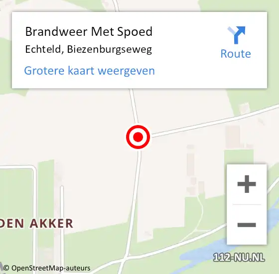 Locatie op kaart van de 112 melding: Brandweer Met Spoed Naar Echteld, Biezenburgseweg op 22 april 2019 09:23