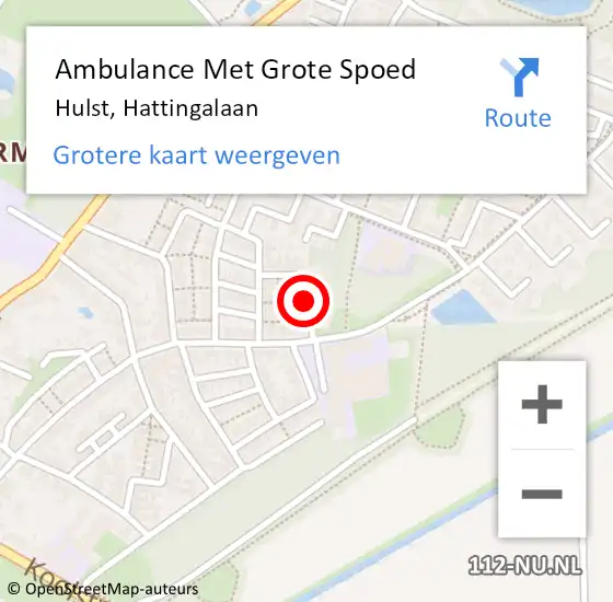 Locatie op kaart van de 112 melding: Ambulance Met Grote Spoed Naar Hulst, Hattingalaan op 30 maart 2014 06:52