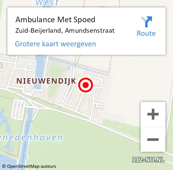 Locatie op kaart van de 112 melding: Ambulance Met Spoed Naar Zuid-Beijerland, Amundsenstraat op 22 april 2019 09:49