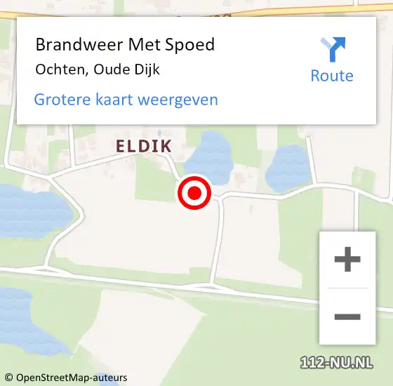 Locatie op kaart van de 112 melding: Brandweer Met Spoed Naar Ochten, Oude Dijk op 22 april 2019 10:16