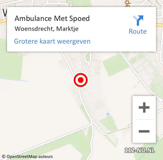 Locatie op kaart van de 112 melding: Ambulance Met Spoed Naar Woensdrecht, Marktje op 22 april 2019 10:41