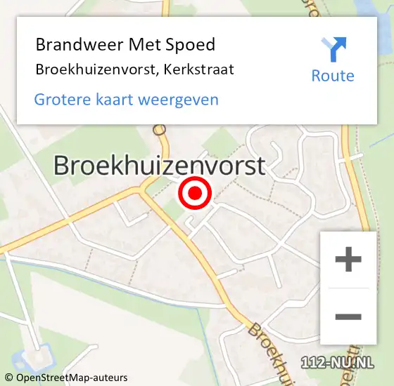 Locatie op kaart van de 112 melding: Brandweer Met Spoed Naar Broekhuizenvorst, Kerkstraat op 22 april 2019 10:57