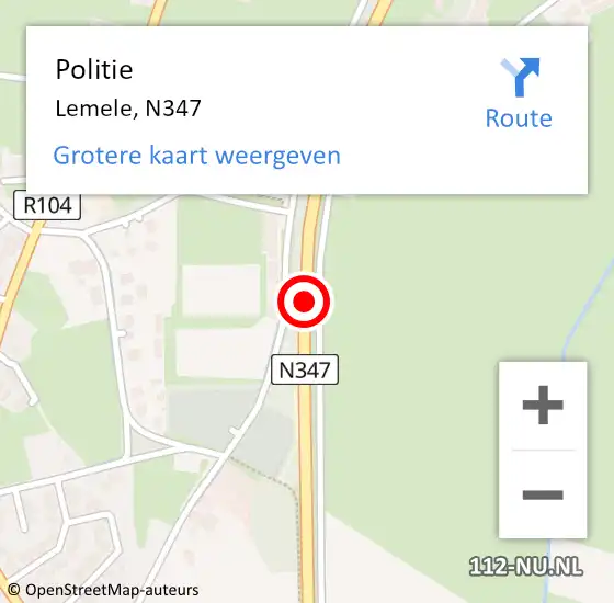 Locatie op kaart van de 112 melding: Politie Lemele, N347 op 22 april 2019 11:09