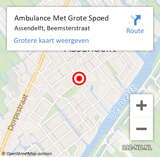 Locatie op kaart van de 112 melding: Ambulance Met Grote Spoed Naar Assendelft, Beemsterstraat op 22 april 2019 11:15