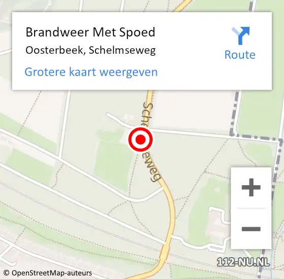 Locatie op kaart van de 112 melding: Brandweer Met Spoed Naar Oosterbeek, Schelmseweg op 22 april 2019 11:21