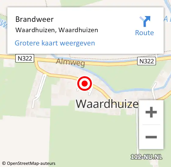 Locatie op kaart van de 112 melding: Brandweer Waardhuizen, Waardhuizen op 22 april 2019 11:26