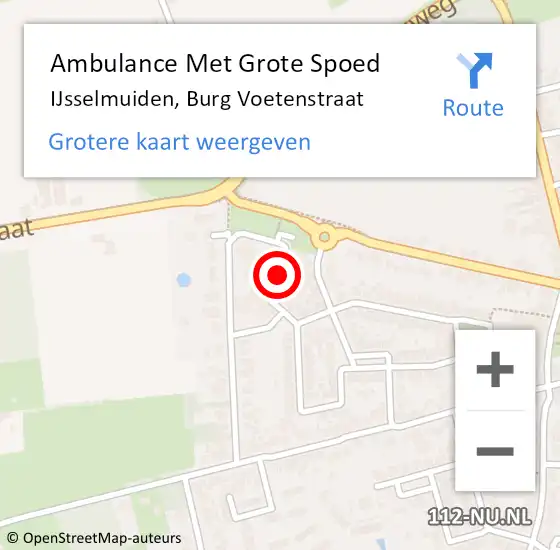 Locatie op kaart van de 112 melding: Ambulance Met Grote Spoed Naar IJsselmuiden, Burg Voetenstraat op 22 april 2019 12:09