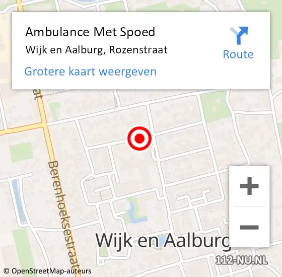 Locatie op kaart van de 112 melding: Ambulance Met Spoed Naar Wijk en Aalburg, Rozenstraat op 22 april 2019 12:31