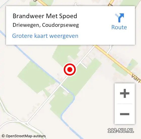 Locatie op kaart van de 112 melding: Brandweer Met Spoed Naar Driewegen, Coudorpseweg op 30 maart 2014 07:45