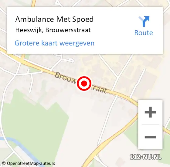 Locatie op kaart van de 112 melding: Ambulance Met Spoed Naar Heeswijk, Brouwersstraat op 22 april 2019 14:33