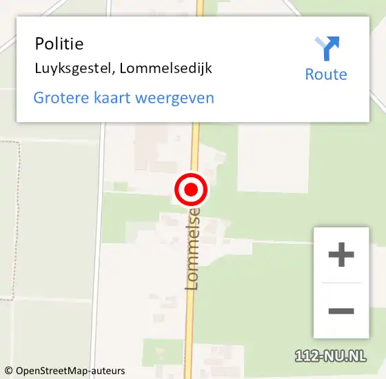 Locatie op kaart van de 112 melding: Politie Luyksgestel, Lommelsedijk op 22 april 2019 15:16