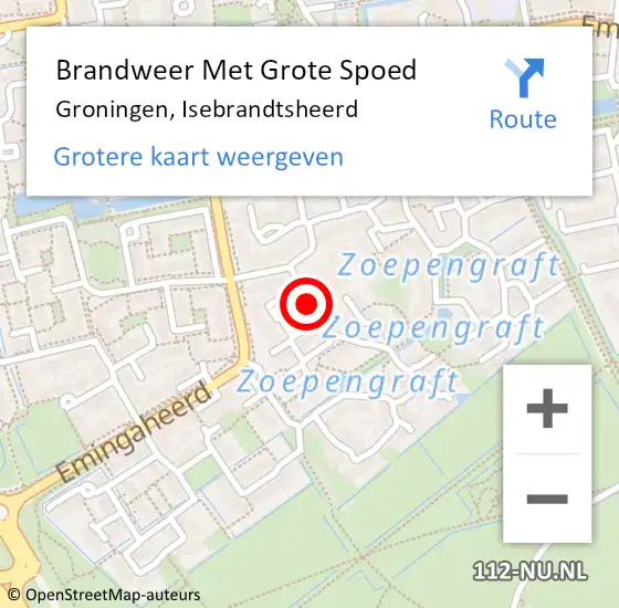 Locatie op kaart van de 112 melding: Brandweer Met Grote Spoed Naar Groningen, Isebrandtsheerd op 22 april 2019 15:32