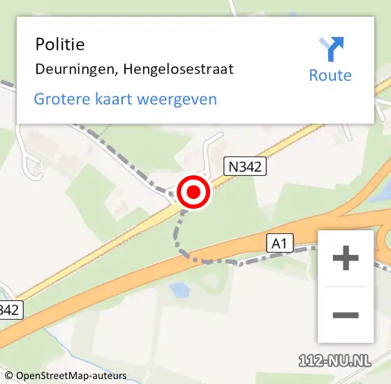 Locatie op kaart van de 112 melding: Politie Deurningen, Hengelosestraat op 22 april 2019 15:33