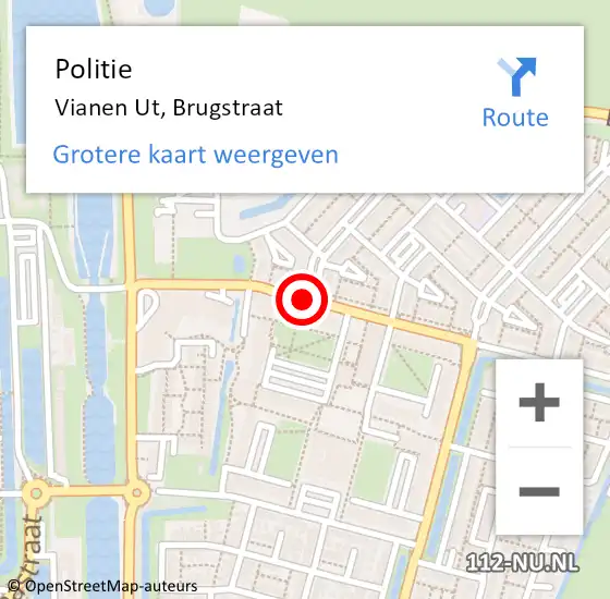 Locatie op kaart van de 112 melding: Politie Vianen Ut, Brugstraat op 22 april 2019 15:34
