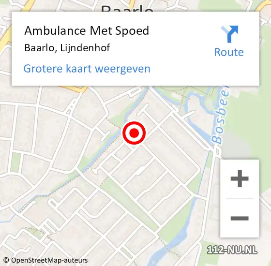 Locatie op kaart van de 112 melding: Ambulance Met Spoed Naar Baarlo, Lijndenhof op 30 maart 2014 08:28