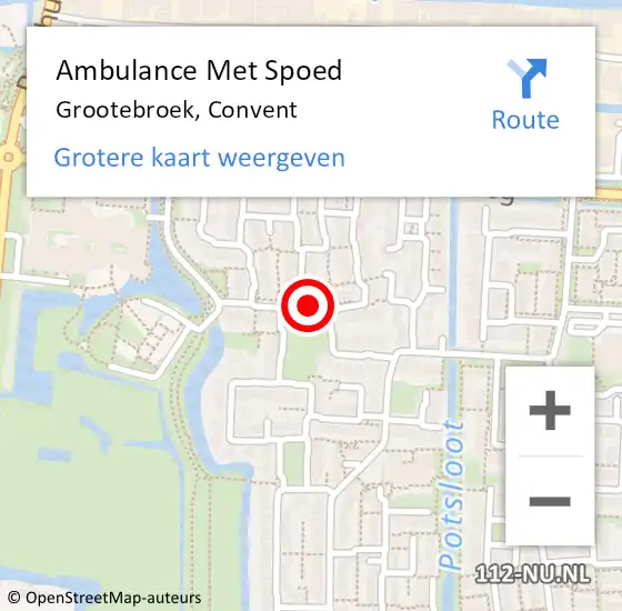 Locatie op kaart van de 112 melding: Ambulance Met Spoed Naar Grootebroek, Convent op 22 april 2019 16:19