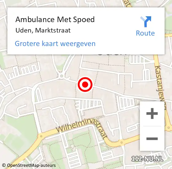 Locatie op kaart van de 112 melding: Ambulance Met Spoed Naar Uden, Marktstraat op 22 april 2019 16:30