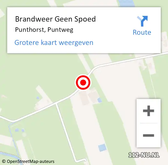 Locatie op kaart van de 112 melding: Brandweer Geen Spoed Naar Punthorst, Puntweg op 22 april 2019 17:00