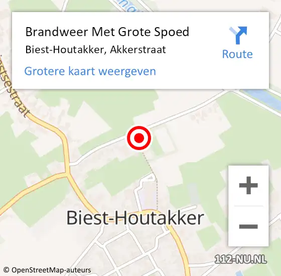 Locatie op kaart van de 112 melding: Brandweer Met Grote Spoed Naar Biest-Houtakker, Akkerstraat op 30 maart 2014 08:41