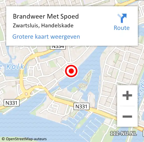 Locatie op kaart van de 112 melding: Brandweer Met Spoed Naar Zwartsluis, Handelskade op 30 maart 2014 08:51