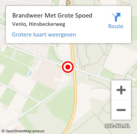 Locatie op kaart van de 112 melding: Brandweer Met Grote Spoed Naar Venlo, Hinsbeckerweg op 22 april 2019 18:14