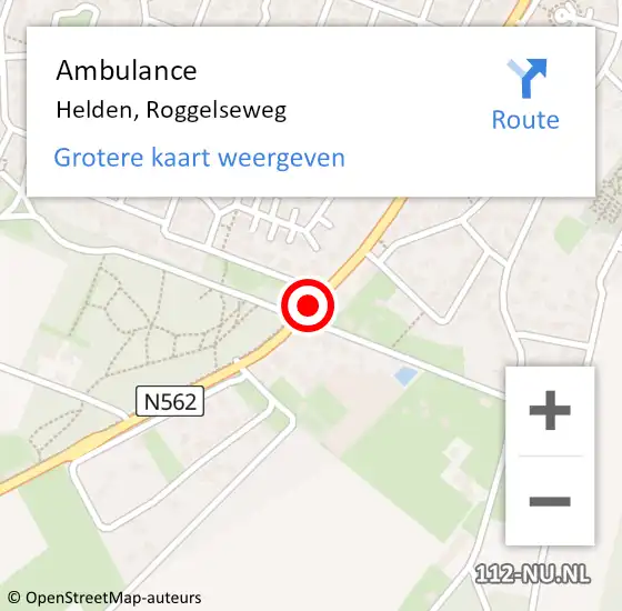 Locatie op kaart van de 112 melding: Ambulance Helden, Roggelseweg op 22 april 2019 19:31