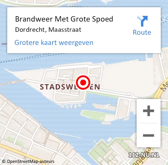 Locatie op kaart van de 112 melding: Brandweer Met Grote Spoed Naar Dordrecht, Maasstraat op 22 april 2019 19:34