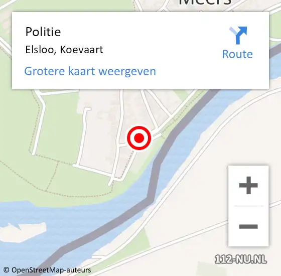 Locatie op kaart van de 112 melding: Politie Elsloo, Koevaart op 22 april 2019 19:58