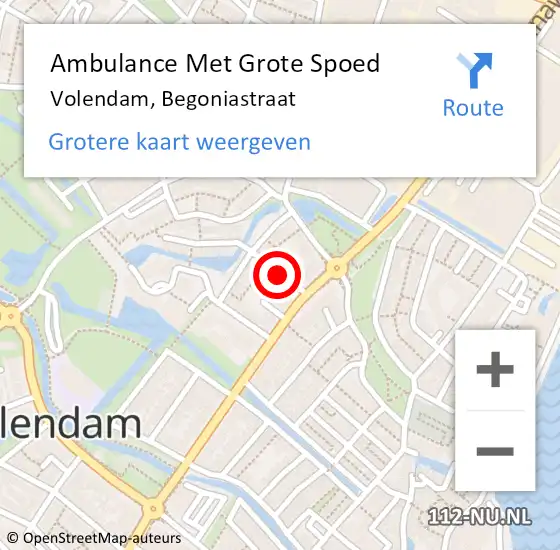 Locatie op kaart van de 112 melding: Ambulance Met Grote Spoed Naar Volendam, Begoniastraat op 22 april 2019 20:07