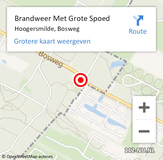 Locatie op kaart van de 112 melding: Brandweer Met Grote Spoed Naar Hoogersmilde, Bosweg op 22 april 2019 20:35