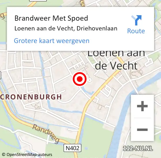 Locatie op kaart van de 112 melding: Brandweer Met Spoed Naar Loenen aan de Vecht, Driehovenlaan op 22 april 2019 20:47