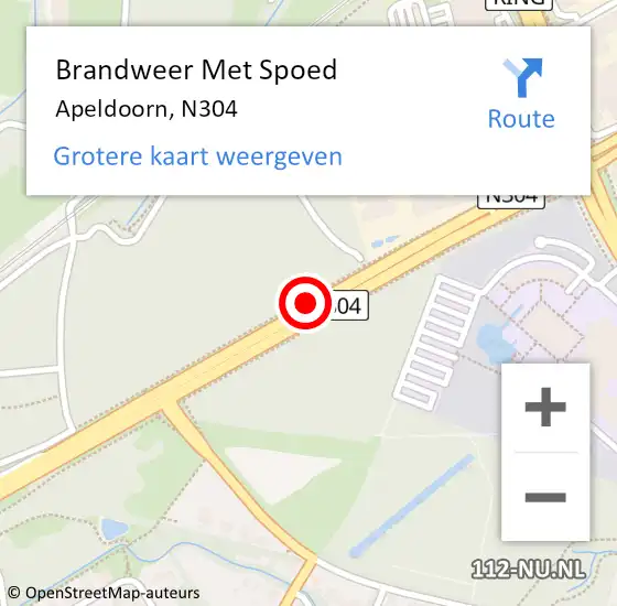 Locatie op kaart van de 112 melding: Brandweer Met Spoed Naar Apeldoorn, N304 op 22 april 2019 21:03