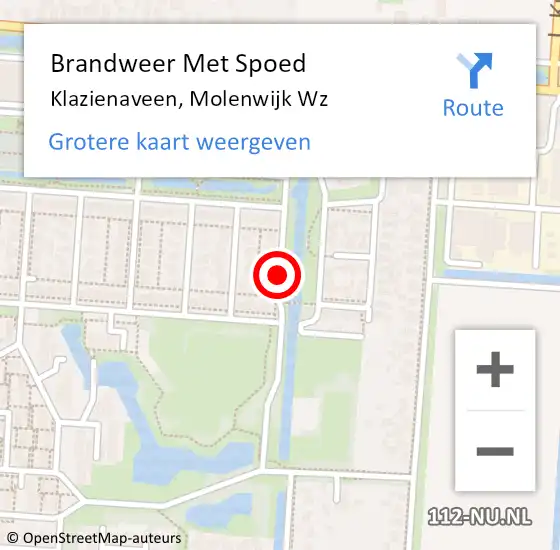 Locatie op kaart van de 112 melding: Brandweer Met Spoed Naar Klazienaveen, Molenwijk Wz op 22 april 2019 21:32