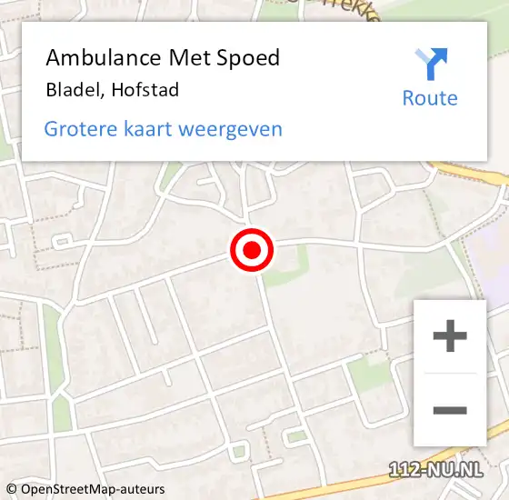 Locatie op kaart van de 112 melding: Ambulance Met Spoed Naar Bladel, Hofstad op 22 april 2019 22:59