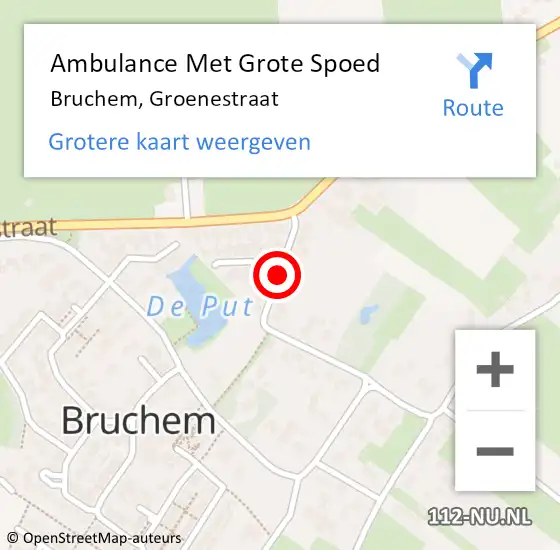 Locatie op kaart van de 112 melding: Ambulance Met Grote Spoed Naar Bruchem, Groenestraat op 22 april 2019 23:36